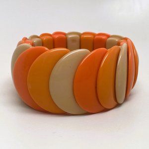 Gorgeous Orange & Cream Color Acrylic Stretch Bracelet